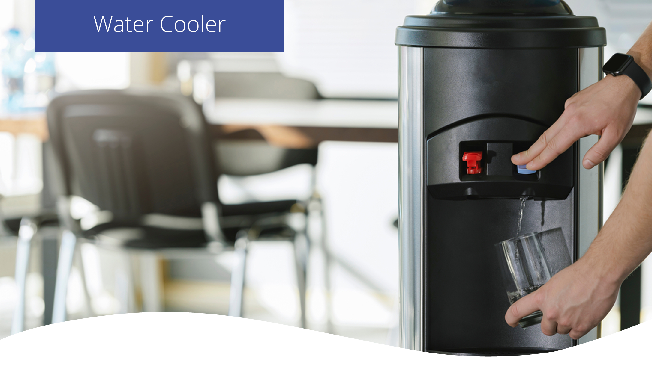 Testing an office water dispenser after cleaning and sanitising