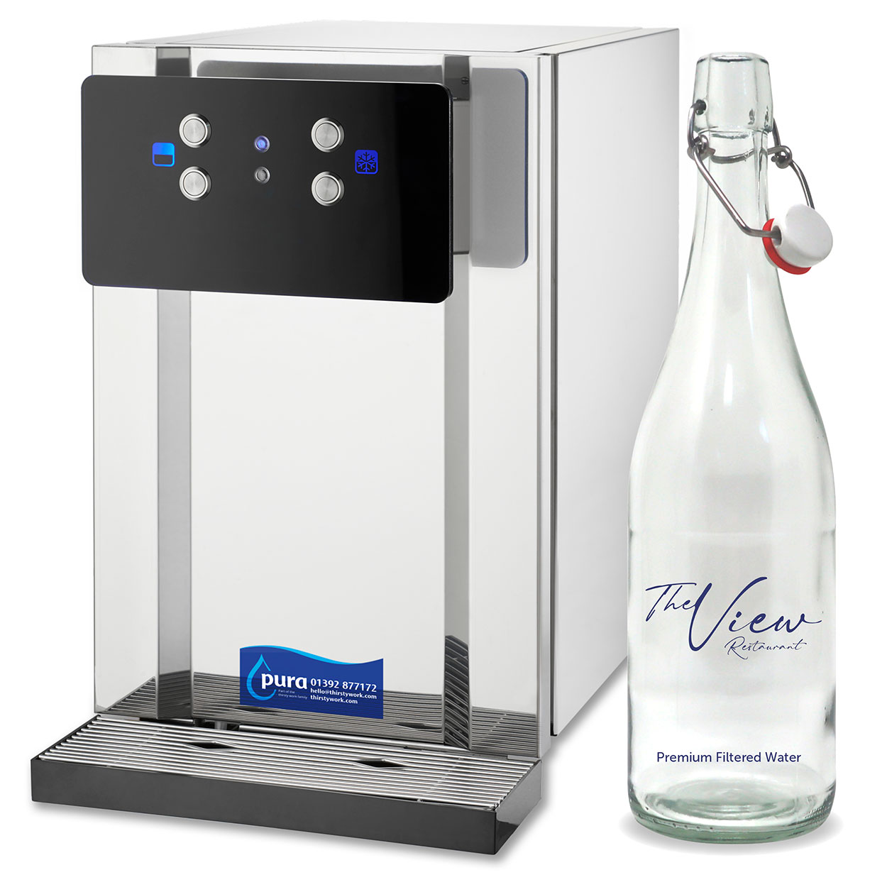 Glass bottle and bottle filler for The View Hotel and Restaurant