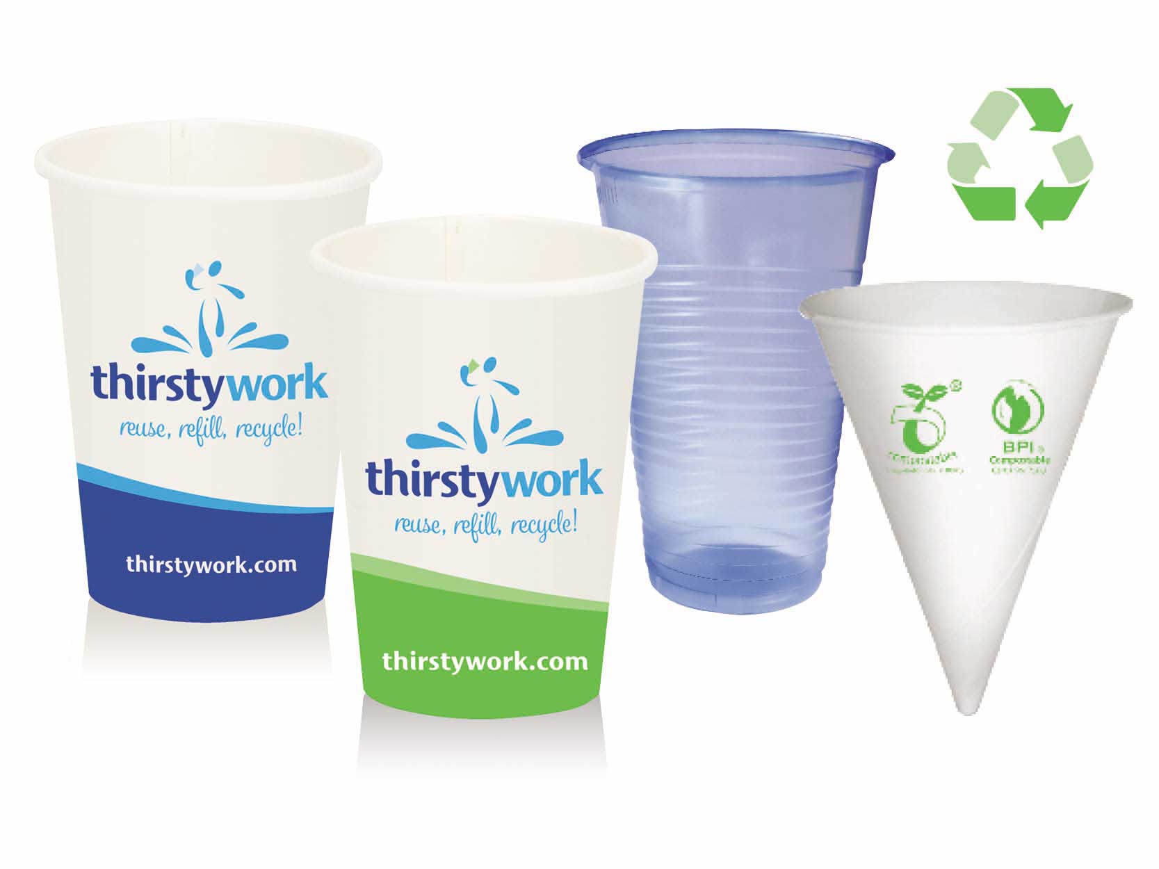 Range of cold water drinking cups for use on-set and on-site