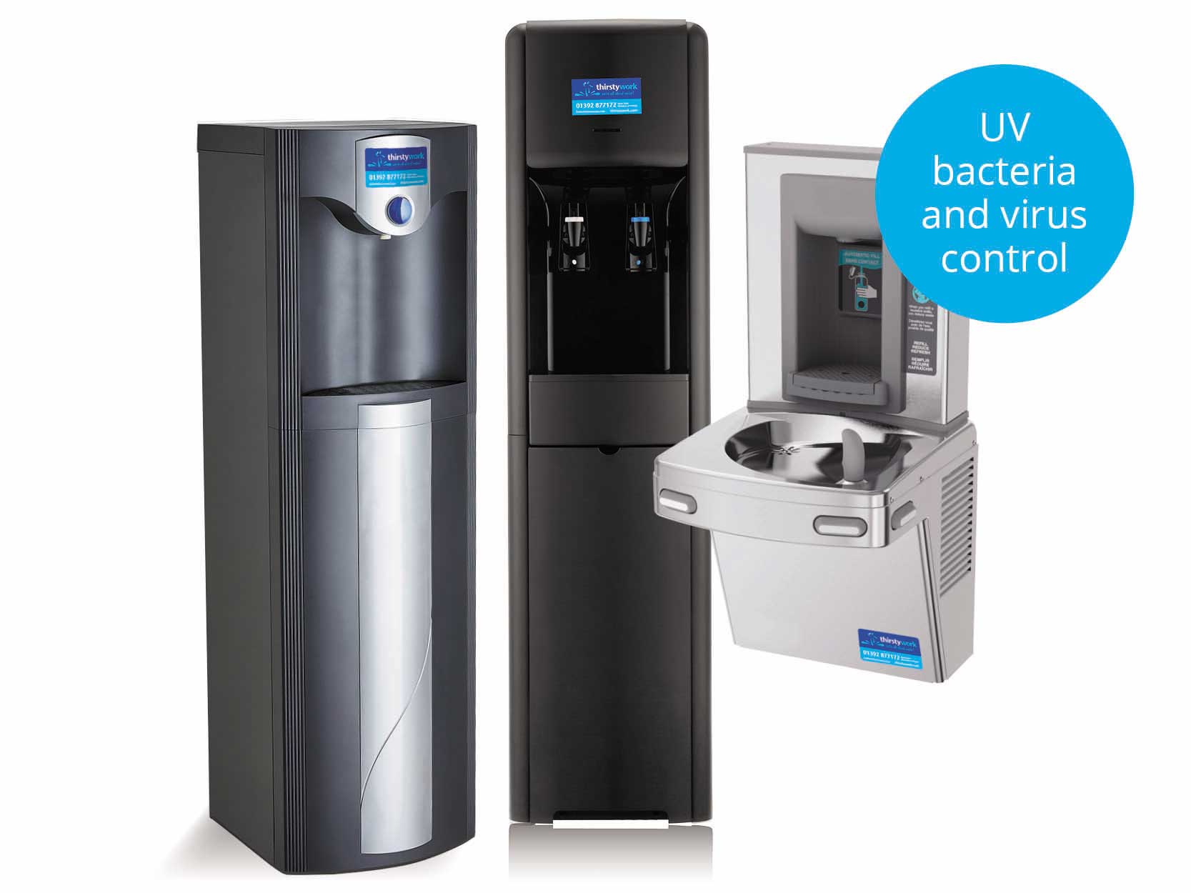 A selection of water coolers and bottle fillers for use in healthcare facilities