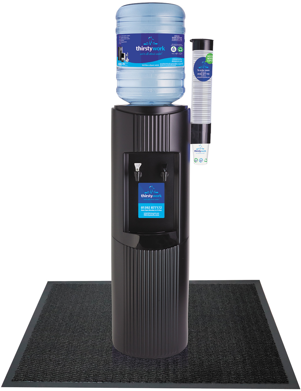 Premium Water-Absorbent Bottled Water Cooler Floor Mat Black