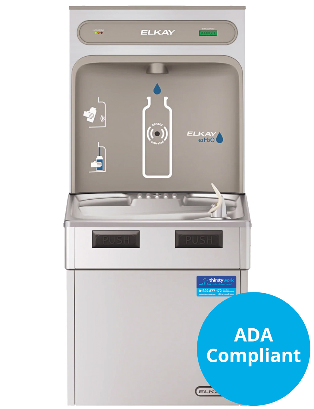 Elkay EZH2O® ADA-compliant Filtered Refrigerated Bottle Filling Station and Drinking Water Fountain