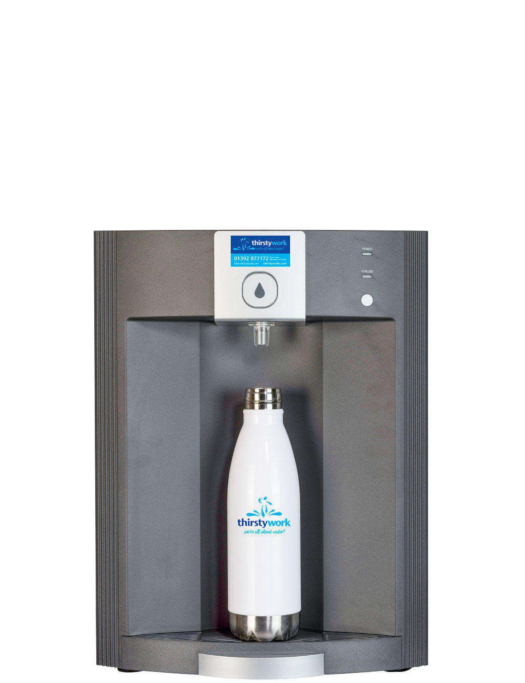 Counter top mains fed water dispenser for filling bottles