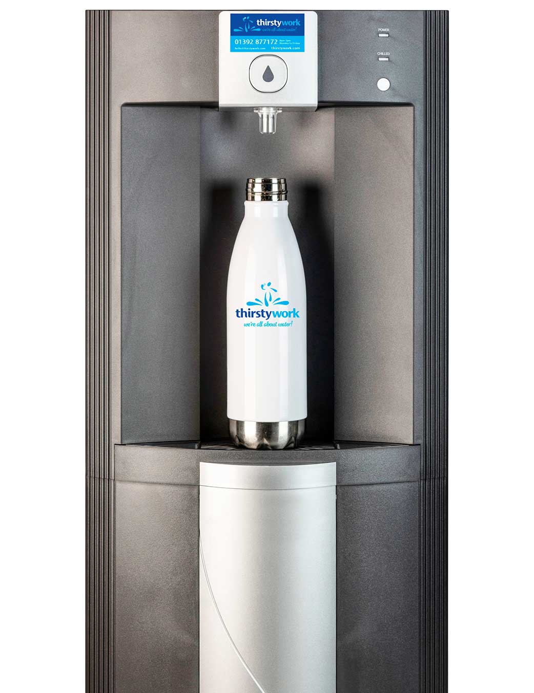 free standing arctic chill mains fed water cooler for filling bottles