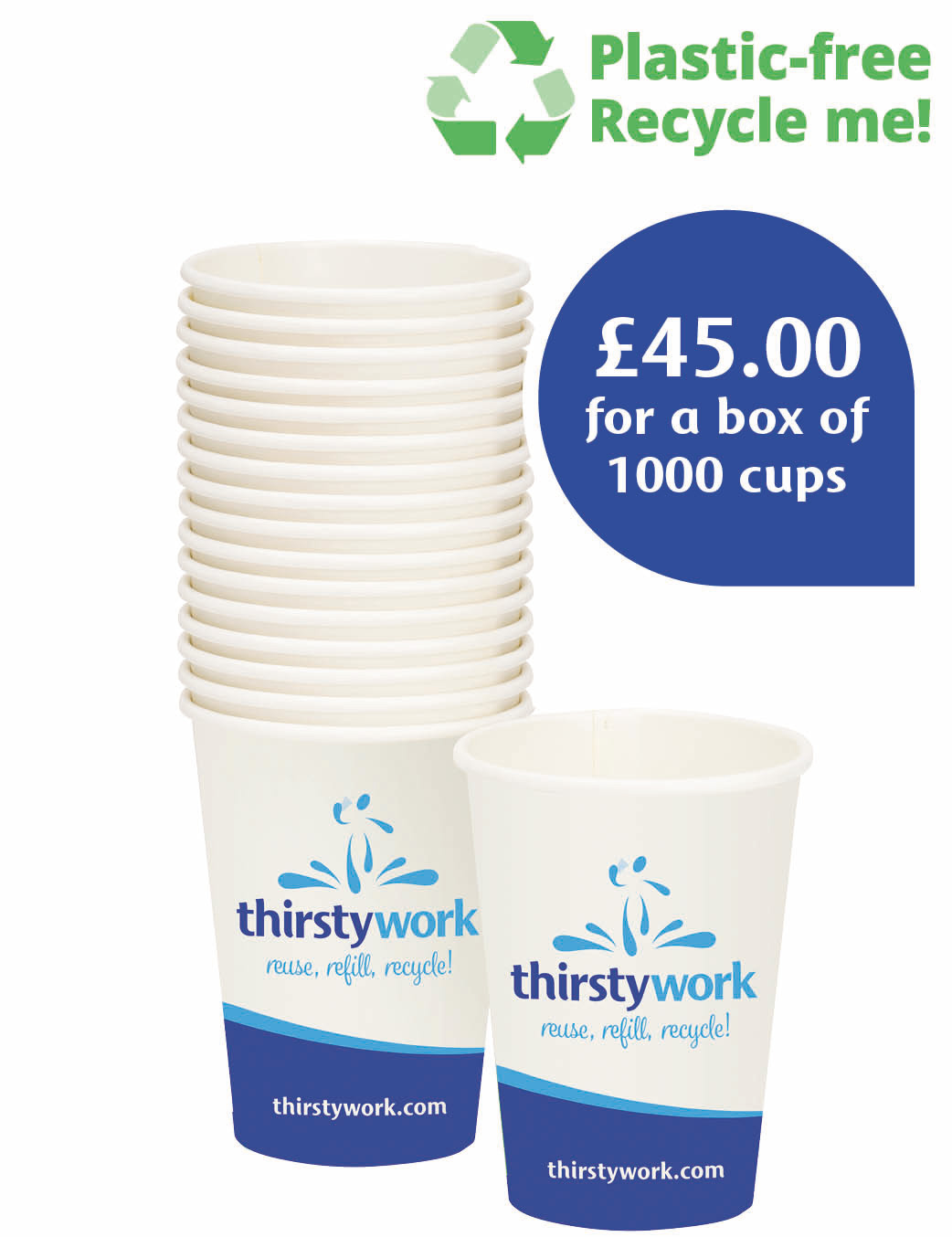 blue recyclable paper cups