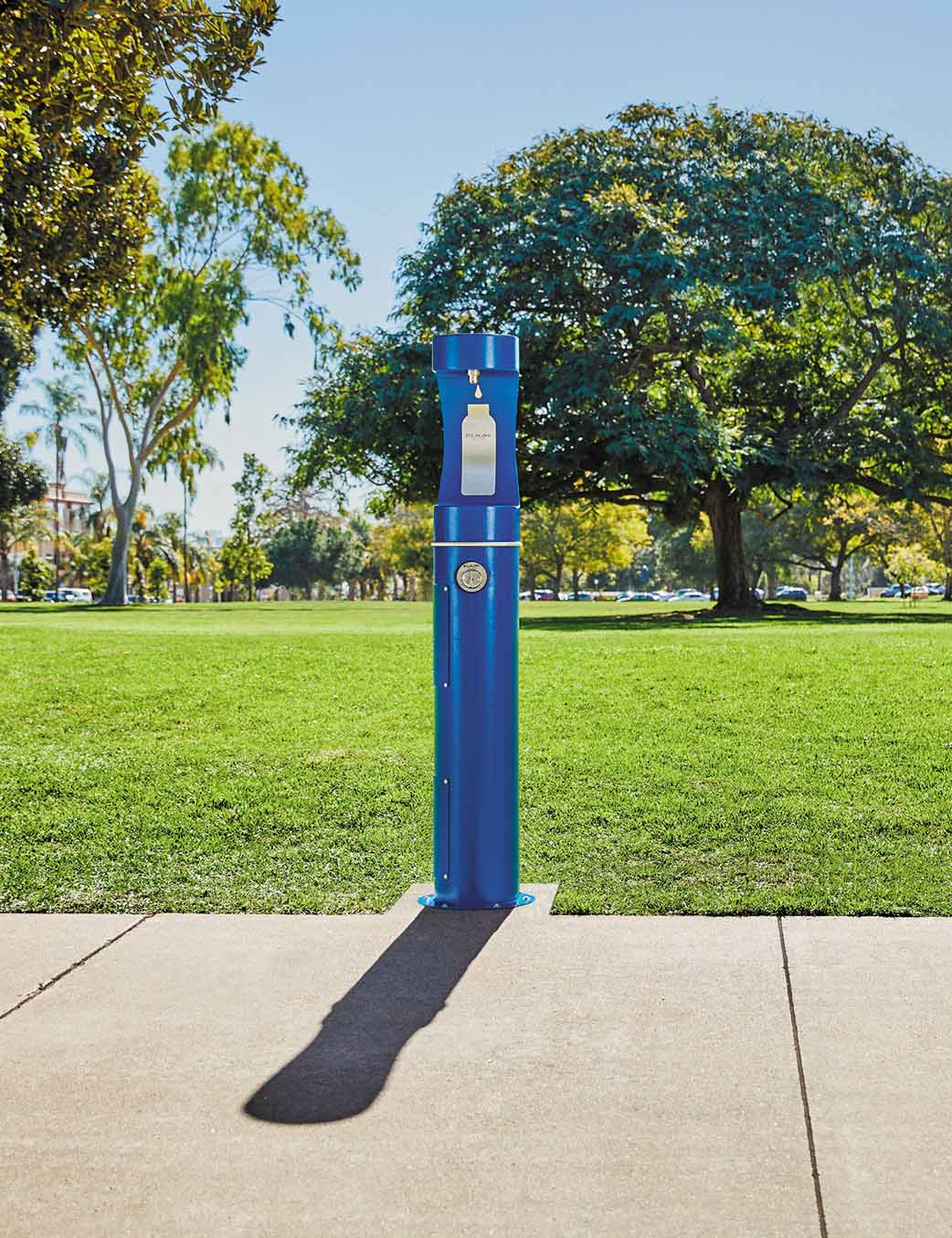 Elkay Outdoor Pedestal Floor Standing Manual Bottle Filling Station Blue