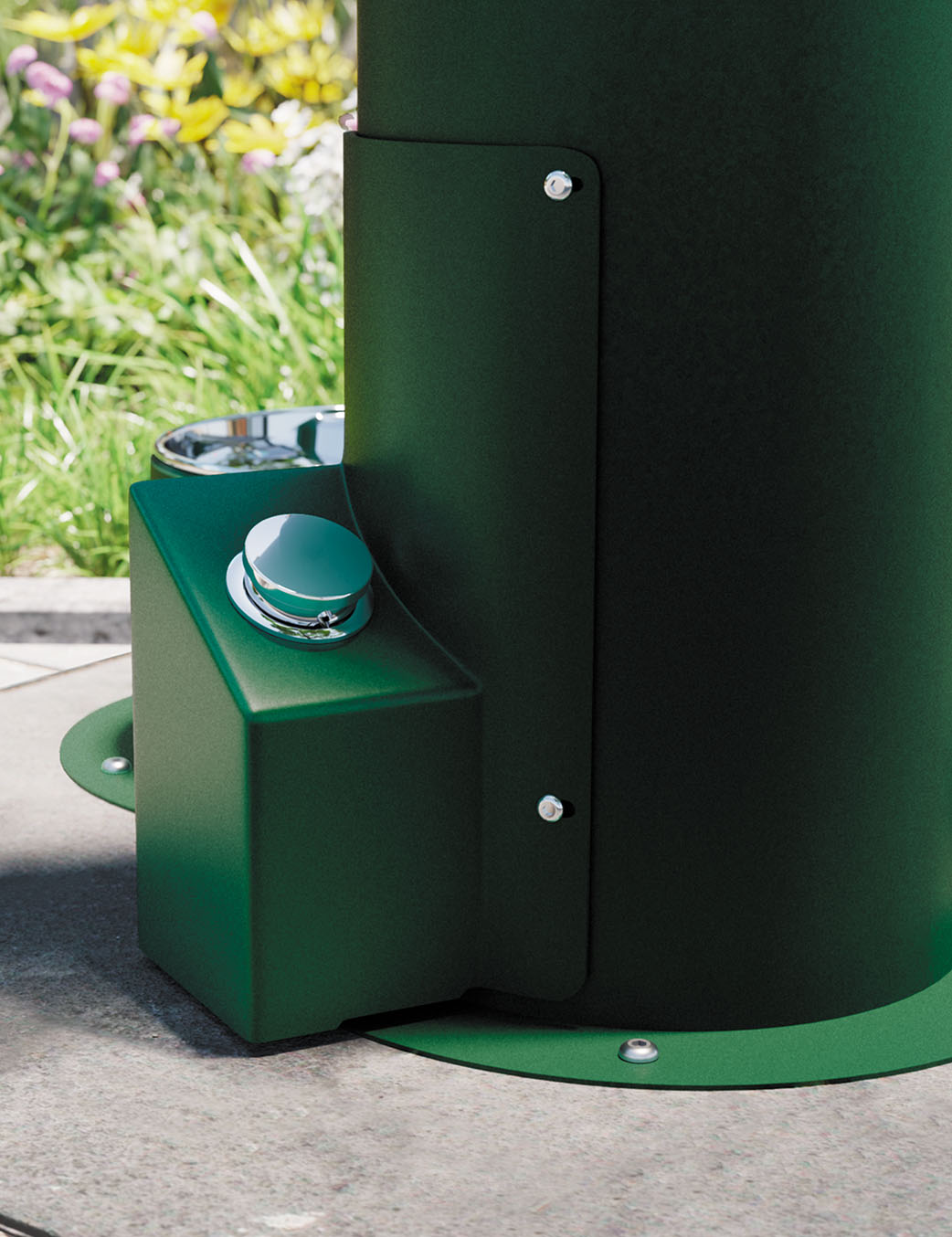 Elkay-Bi-Level Outdoor Pedestal Floor Standing Manual Bottle Filling Station and Pet Bowl