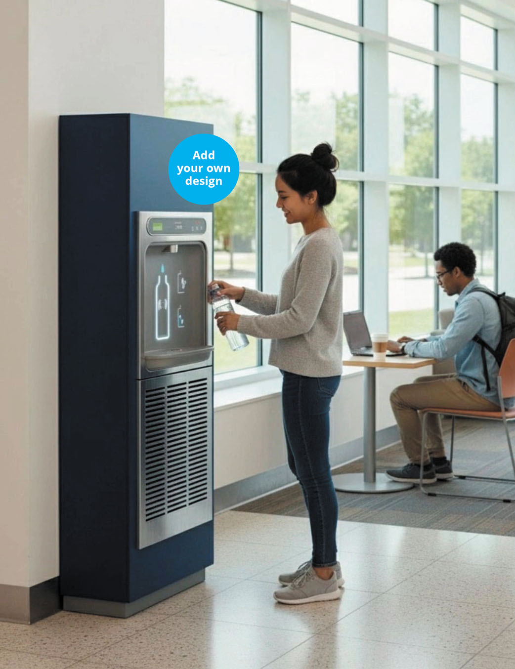 Elkay Refill Hub Wood Cabinet Filtered Bottle Filling Station