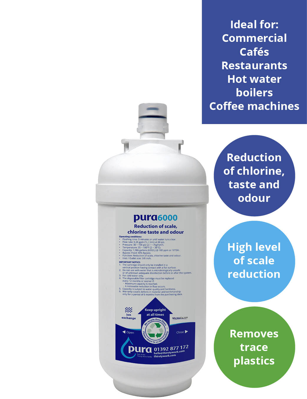 high capacity commercial water filter for use in coffee machines and hot water boilers