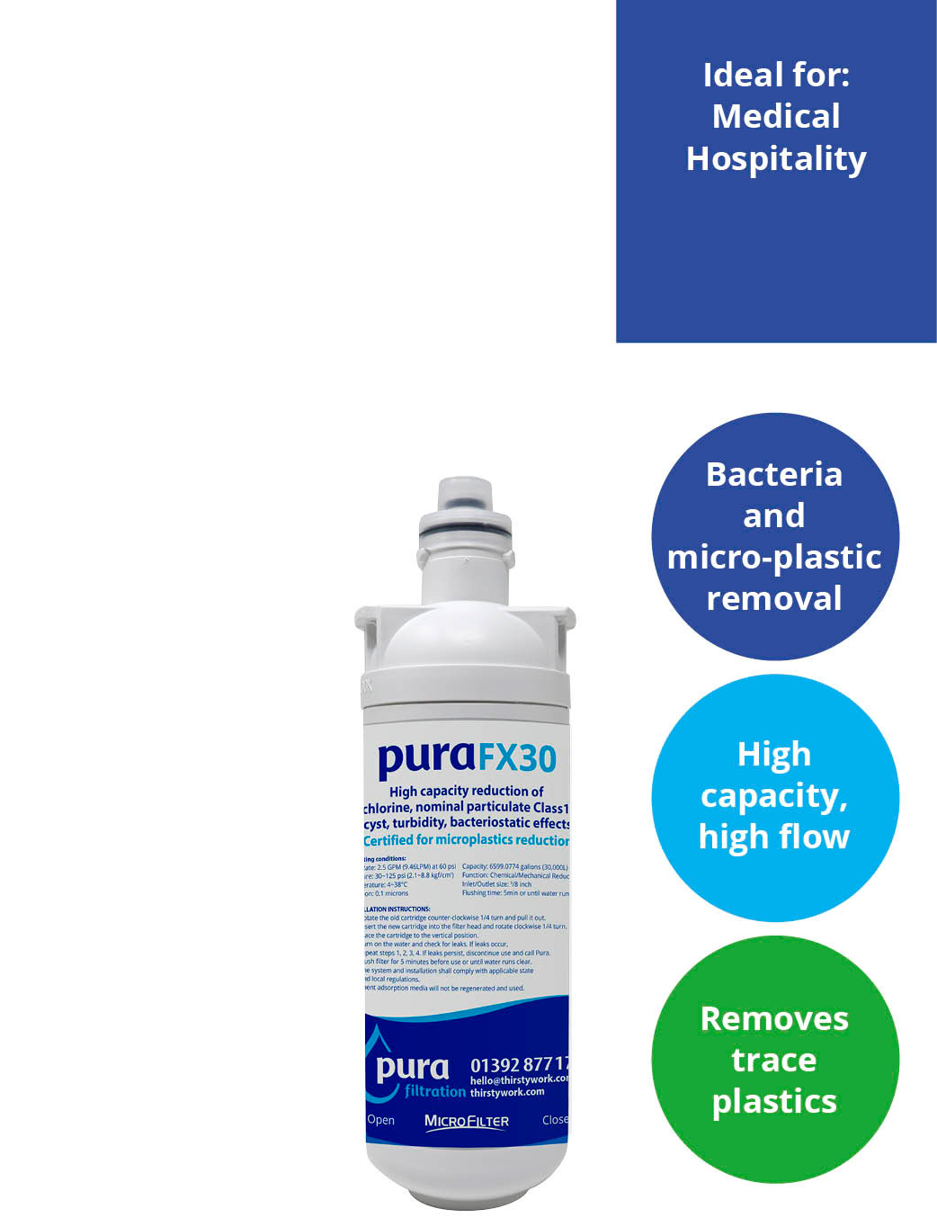 water filter for medical and hospitality use