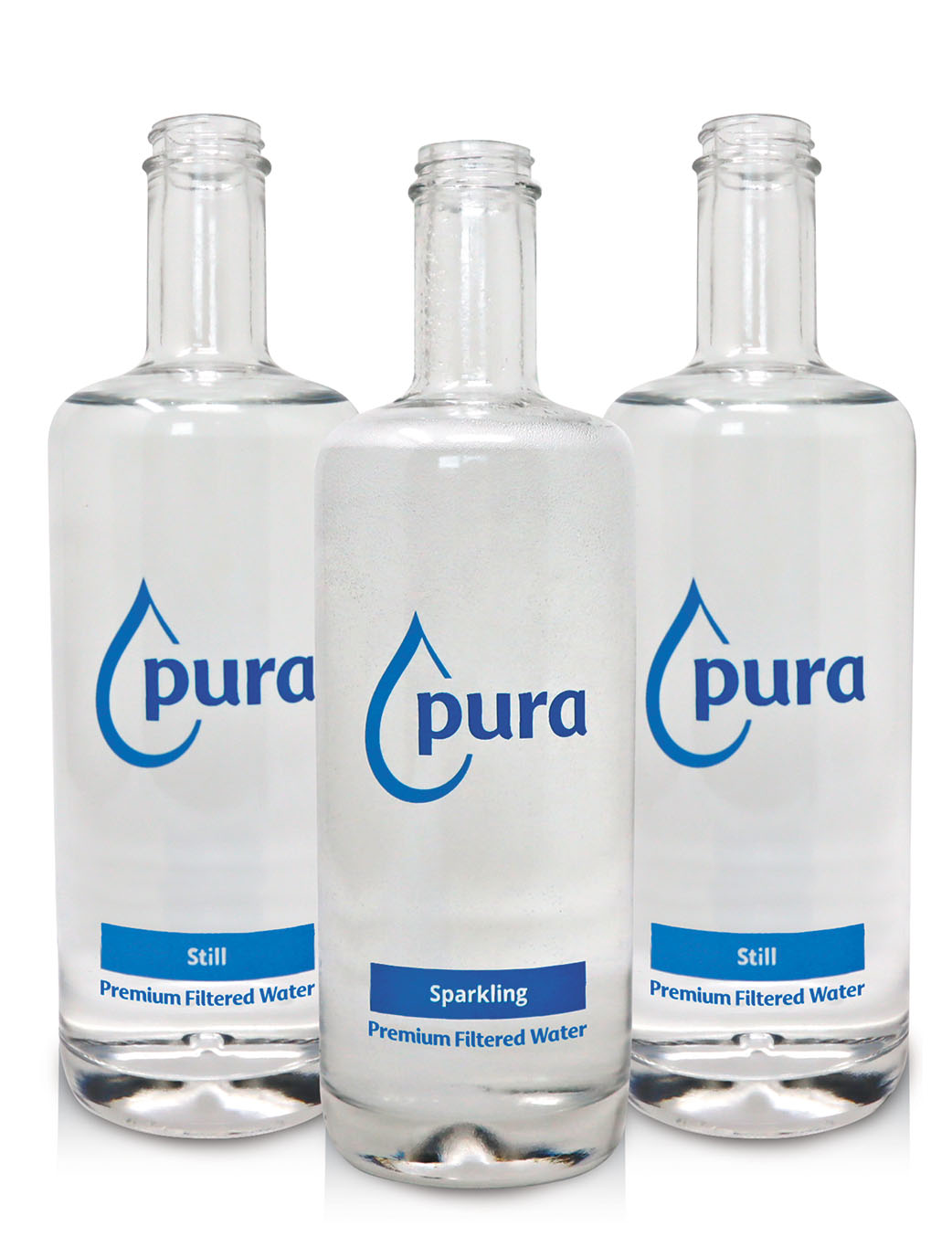 PuraServe Refillable Glass Water Bottles