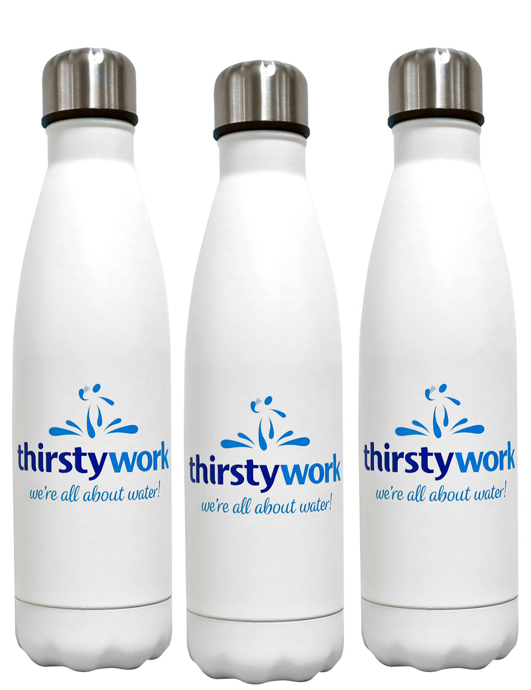 Thirsty Work Stainless Steel Refillable Cold Drinks Bottle Trio