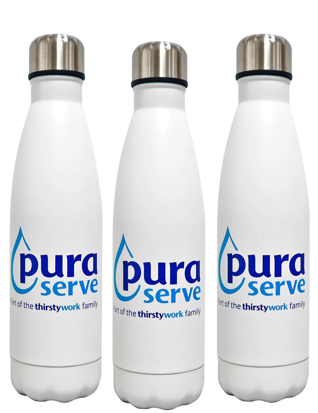 Pura Stainless Steel Refillable Cold Drinks Bottle Trio