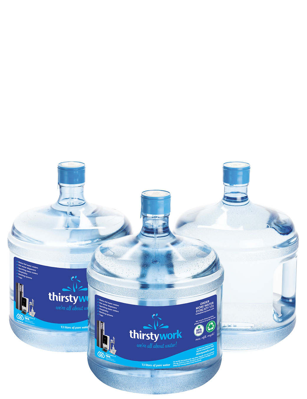 BPA Free 13 litre spring water bottles