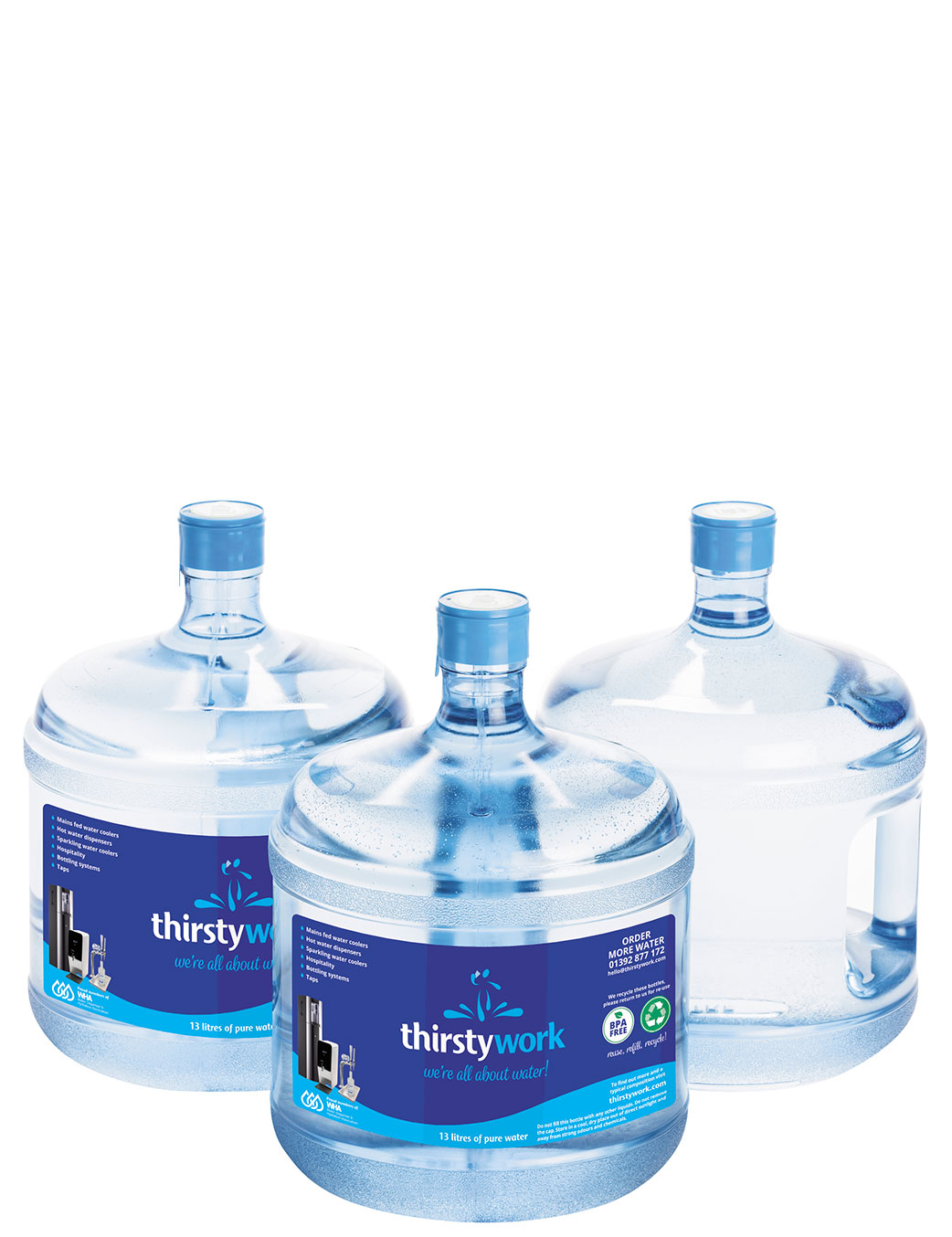 BPA Free 13 litre spring water bottles