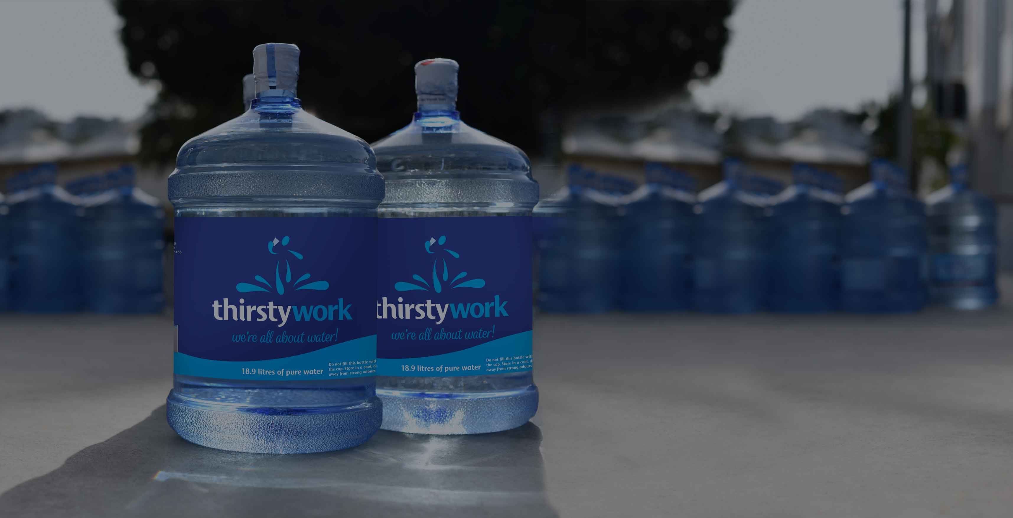 bottles of water ready for distribution